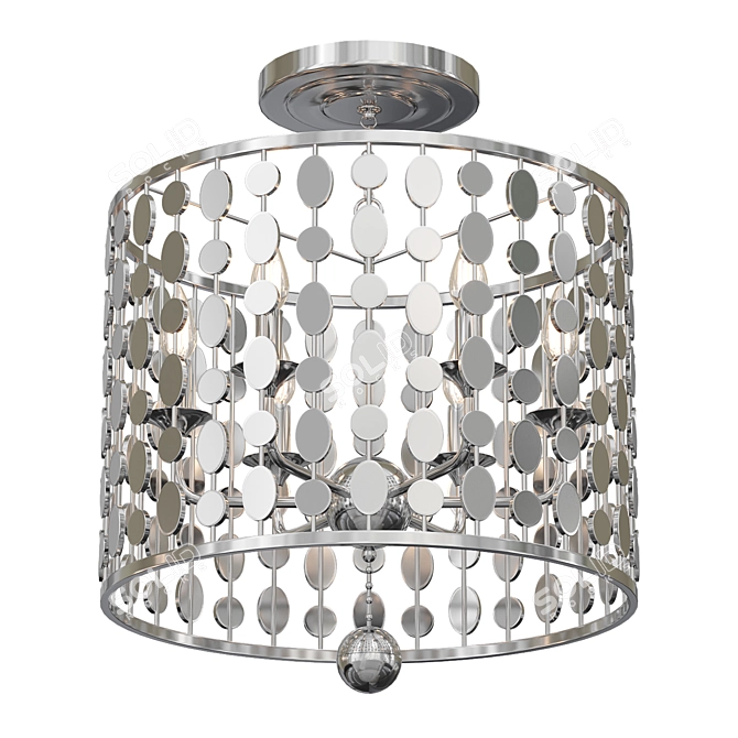 Elegant Layla Antique Silver Chandelier 3D model image 1