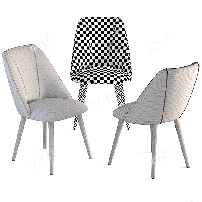 Lule 2-Piece Carved Dining Chair Set 3D model image 5