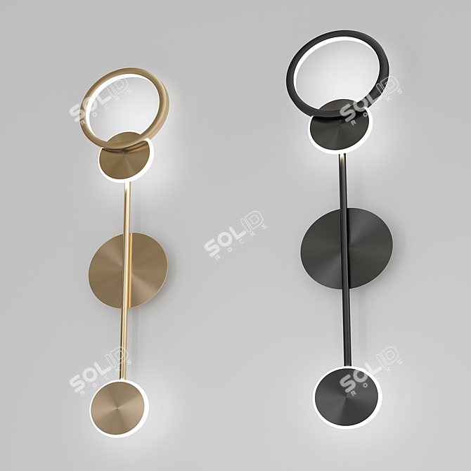 Modern Brushed Gold Wall Sconce 3D model image 1