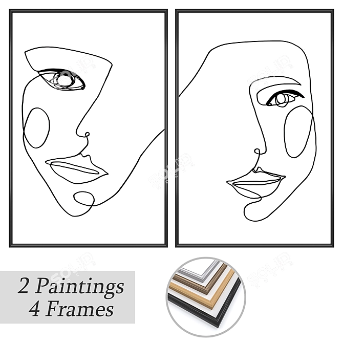 Elegant Wall Art Set with Multiple Frame Options 3D model image 1