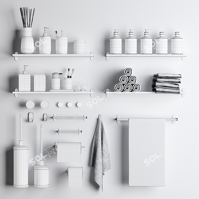 Sleek Bathroom Accents Set 3D model image 5