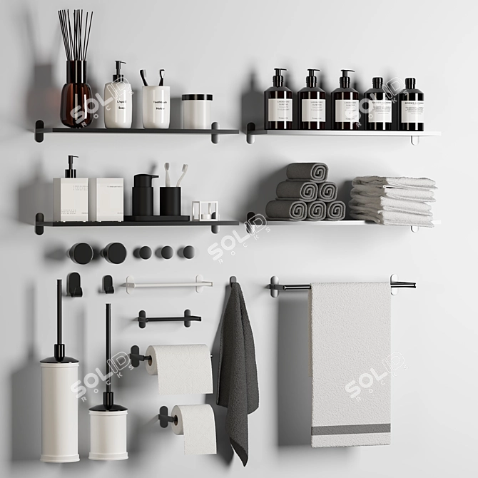 Sleek Bathroom Accents Set 3D model image 6