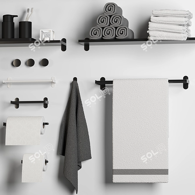 Sleek Bathroom Accents Set 3D model image 13