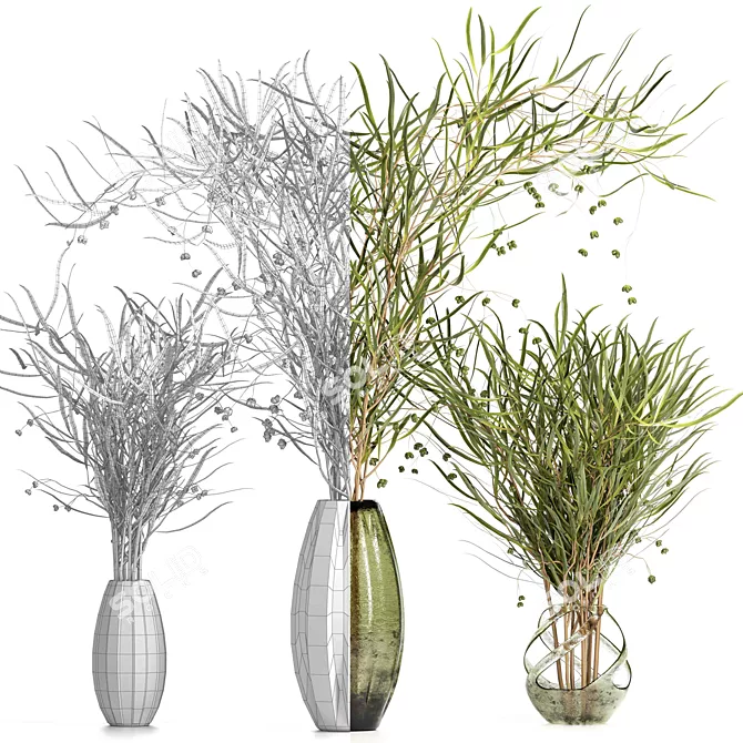Lush Grass Bouquet: 3 Types 3D model image 4