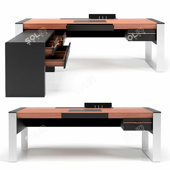 Savana Executive Desk: Sleek and Elegant Solution for Your Office 3D model image 1