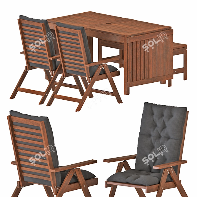 Title: Modern Outdoor Table & Chairs Set 3D model image 1