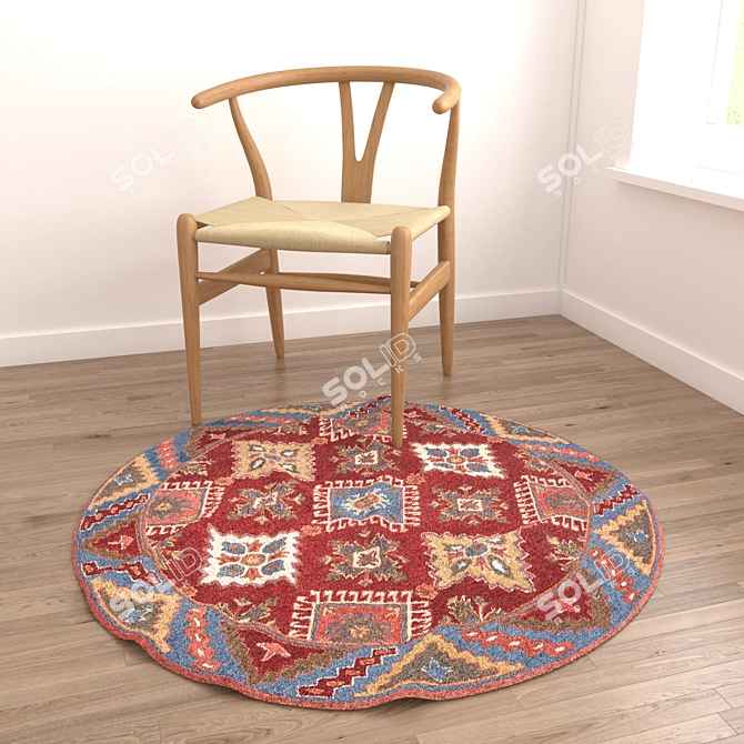 Elegant Circle Rug Set 3D model image 4