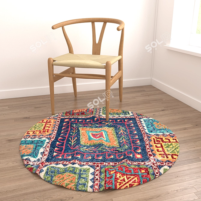 Elegant Circle Rug Set 3D model image 5