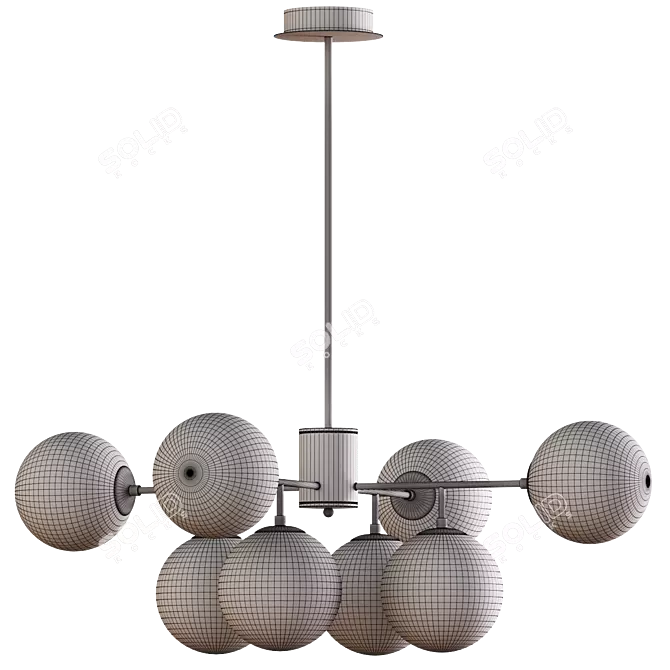 Sleek Hanging Lamps: Black & Gold | Milky White & Smoky Gray | 8 Heads 3D model image 6