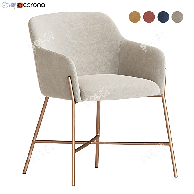 Luxury Velvet Armchair: Ana Collection 3D model image 1