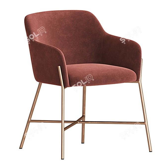 Luxury Velvet Armchair: Ana Collection 3D model image 3