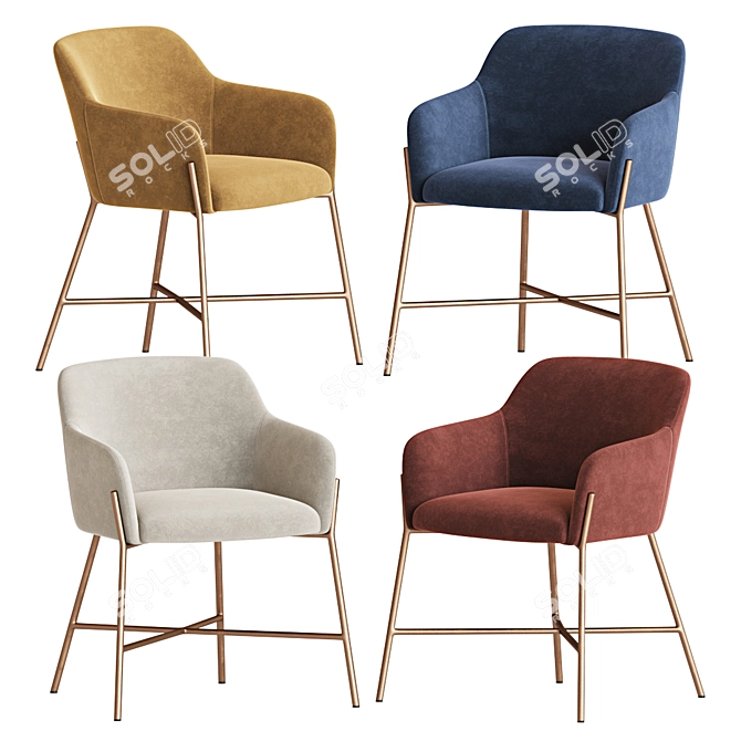 Luxury Velvet Armchair: Ana Collection 3D model image 4