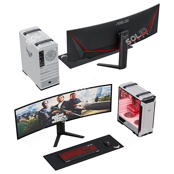 Asus TUF Gaming Case with Display, Keyboard, and Mouse 3D model image 2