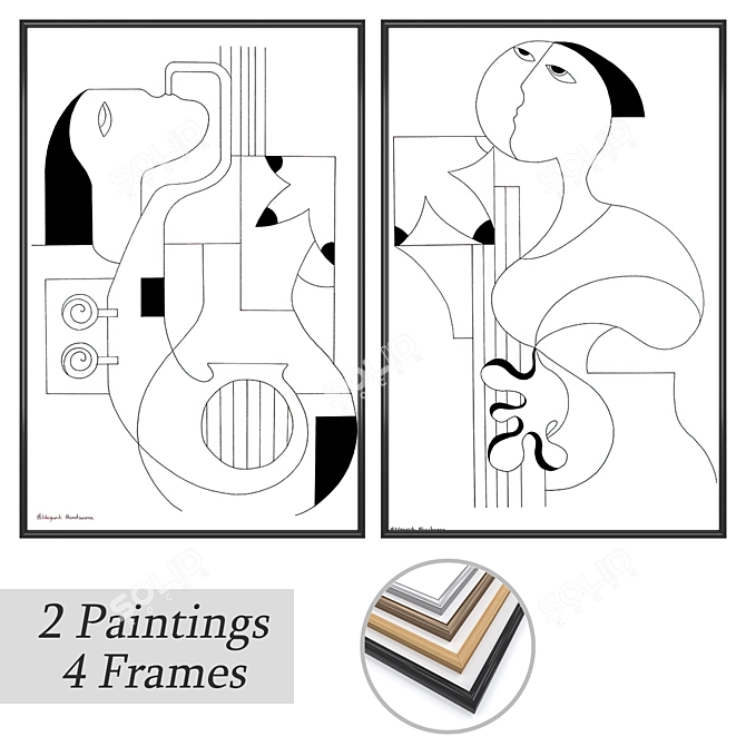 Gallery Collection: Framed Wall Art Set 3D model image 1