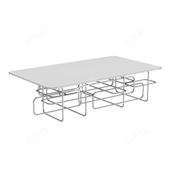 Modern Fusion Steel and Glass Coffee Table 3D model image 2