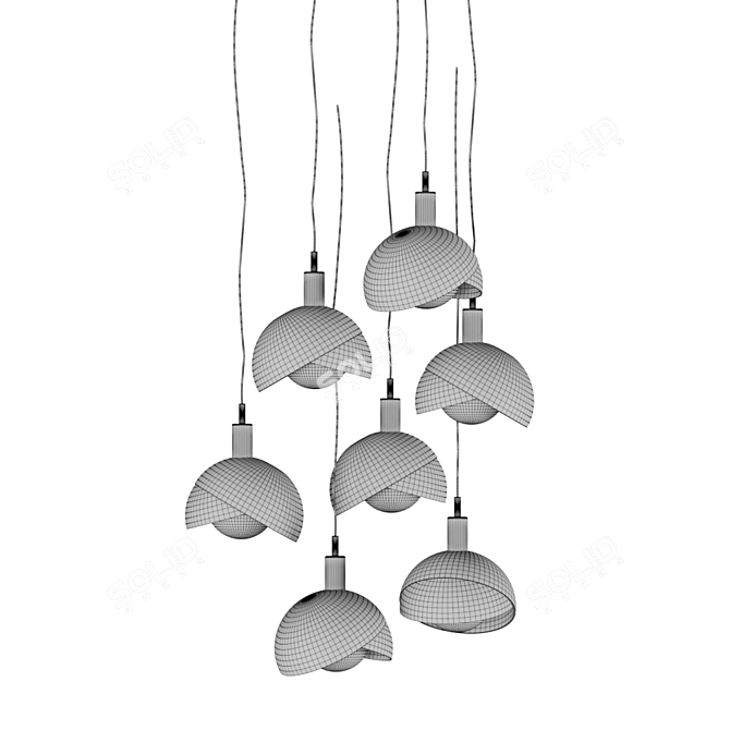 Copper Glass Pendant Lamp 3D model image 2