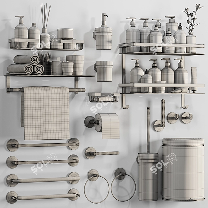 Elegant Bathroom Accessories Set 3D model image 5