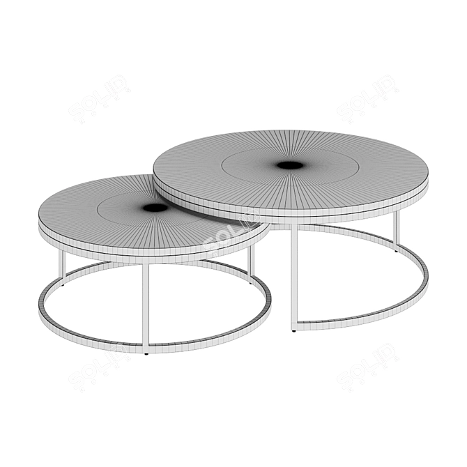 Gleaming Gold Coffee Table Set 3D model image 2