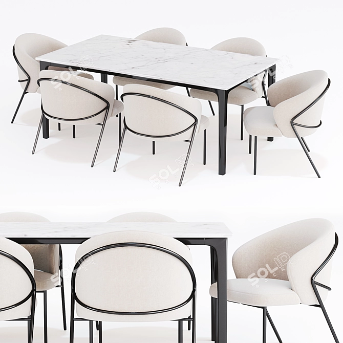 Elegant 2014 Dining Set 3D model image 1