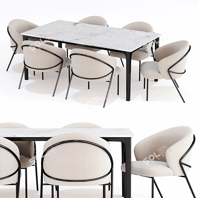 Elegant 2014 Dining Set 3D model image 5