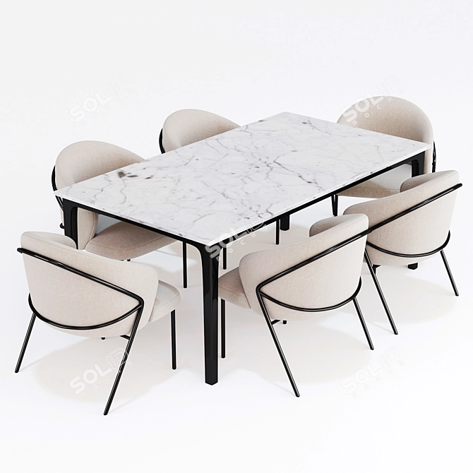 Elegant 2014 Dining Set 3D model image 6