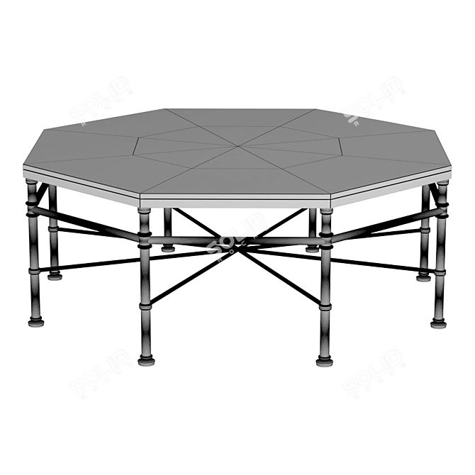 Modern Gray Metal Glass Coffee Table 3D model image 2