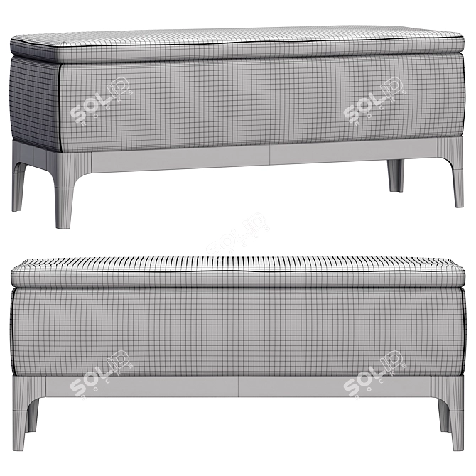 Sleek Silver Grey Storage Bench 3D model image 2