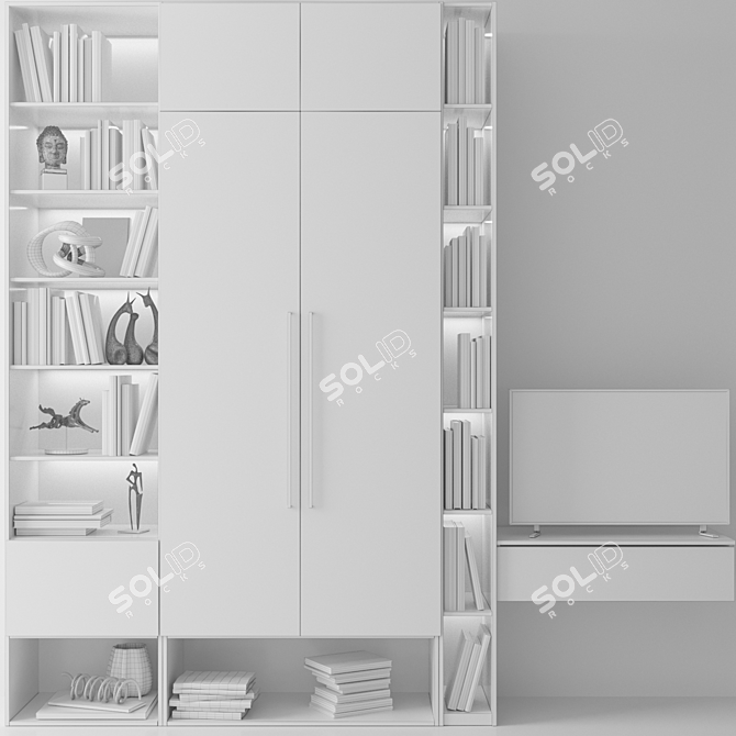 Golden Library Closet: Elegant Home Décor & Book Storage 3D model image 2