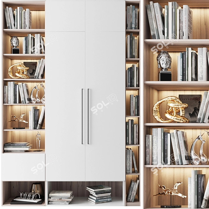 Golden Library Closet: Elegant Home Décor & Book Storage 3D model image 3