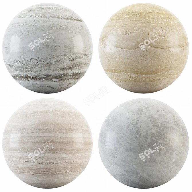 Travertine Collection: Pear, White, Gray & Beige 3D model image 1