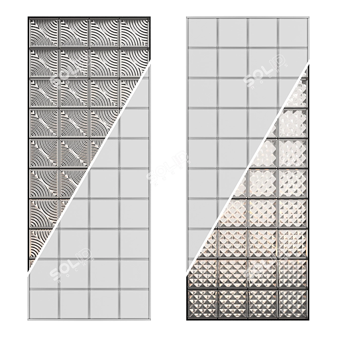 Elegant Glass Block Wall 3D model image 2