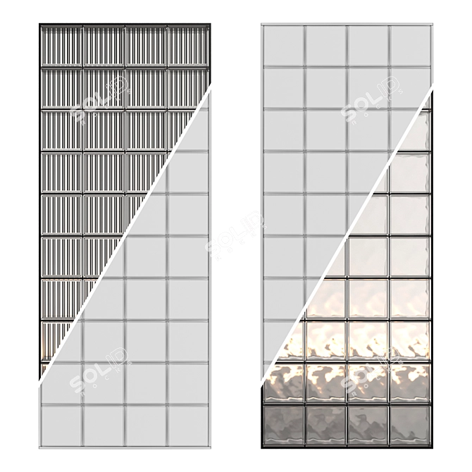 Elegant Glass Block Wall 3D model image 3