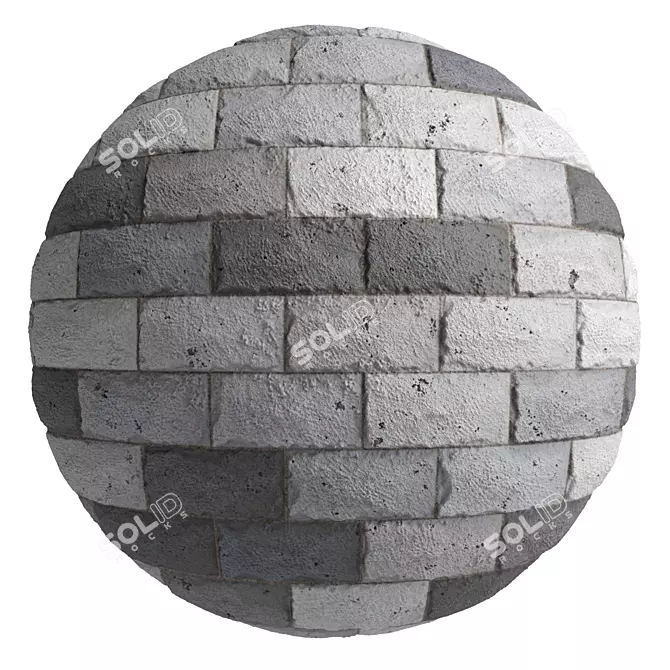 PBR Stone Wall Material - 3 Color, 4k Texture 3D model image 1