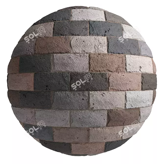 PBR Stone Wall Material - 3 Color, 4k Texture 3D model image 3