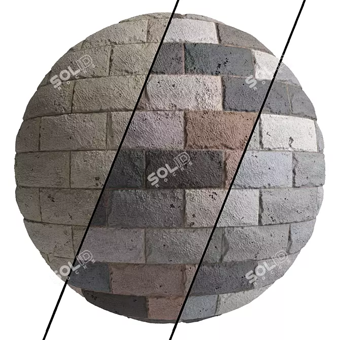 PBR Stone Wall Material - 3 Color, 4k Texture 3D model image 6