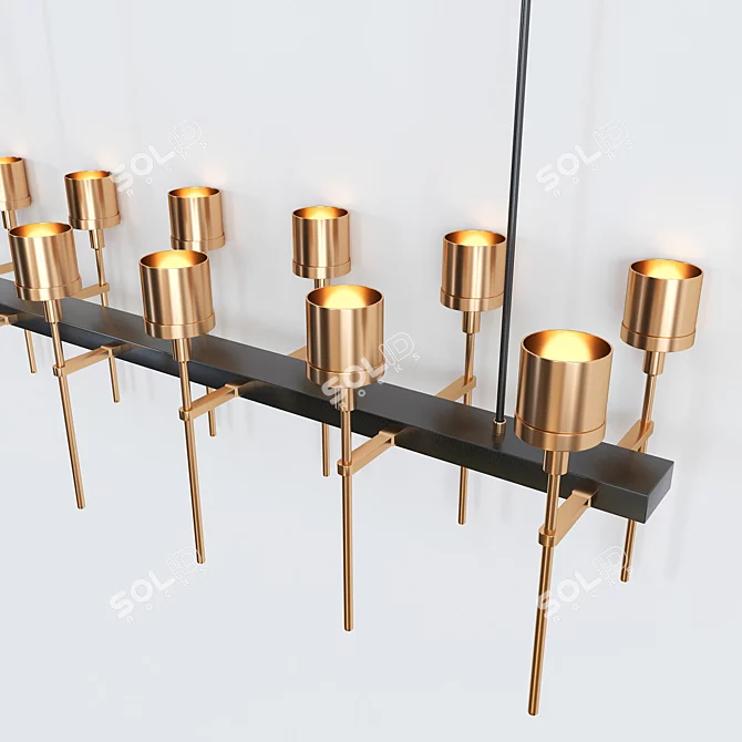 Ventoux Linear Chandelier: Sleek Illumination for Modern Spaces 3D model image 3