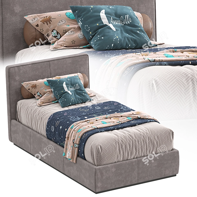 Modern Italian Single Bed by Pianca 3D model image 1