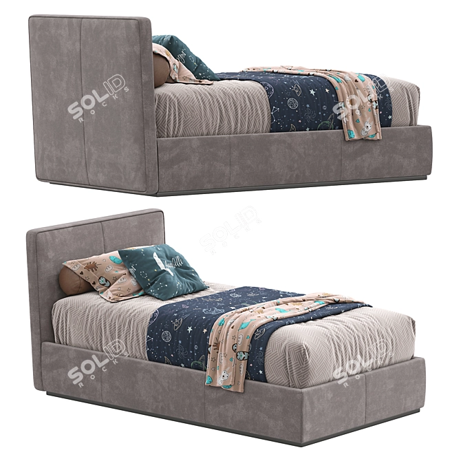 Modern Italian Single Bed by Pianca 3D model image 3