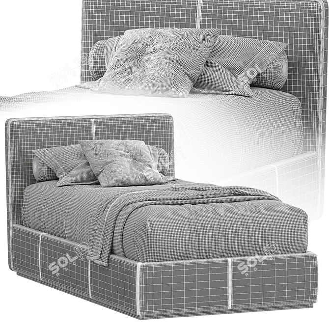 Modern Italian Single Bed by Pianca 3D model image 4