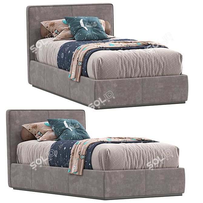 Modern Italian Single Bed by Pianca 3D model image 5