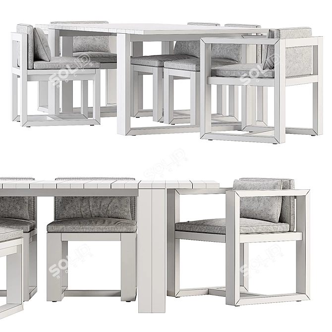 Modern Bahia Aluminum Table & Chair Set 3D model image 3