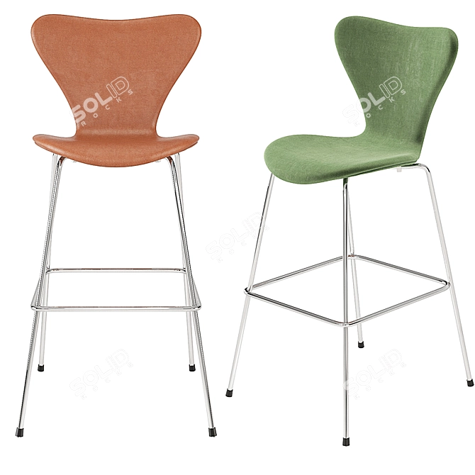 Arne Jacobsen Series 7 Barstool: Timeless Elegance 3D model image 2