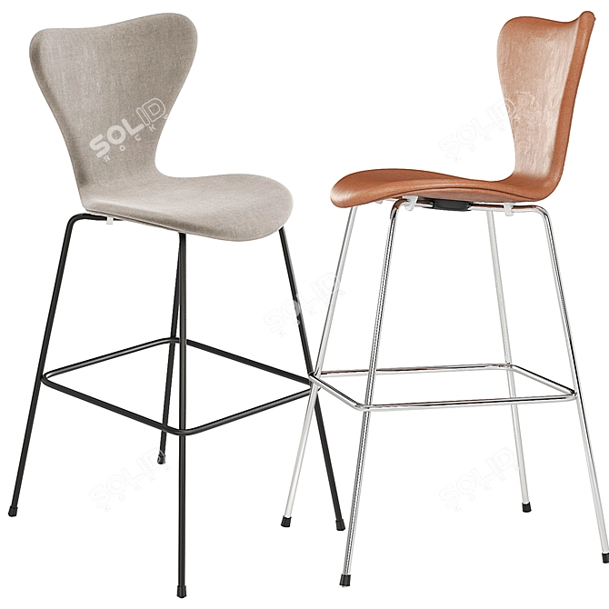 Arne Jacobsen Series 7 Barstool: Timeless Elegance 3D model image 3