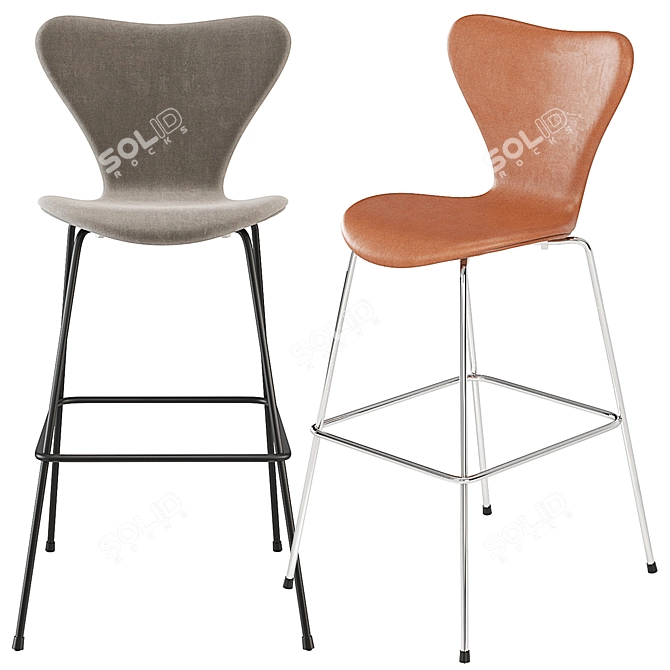 Arne Jacobsen Series 7 Barstool: Timeless Elegance 3D model image 4