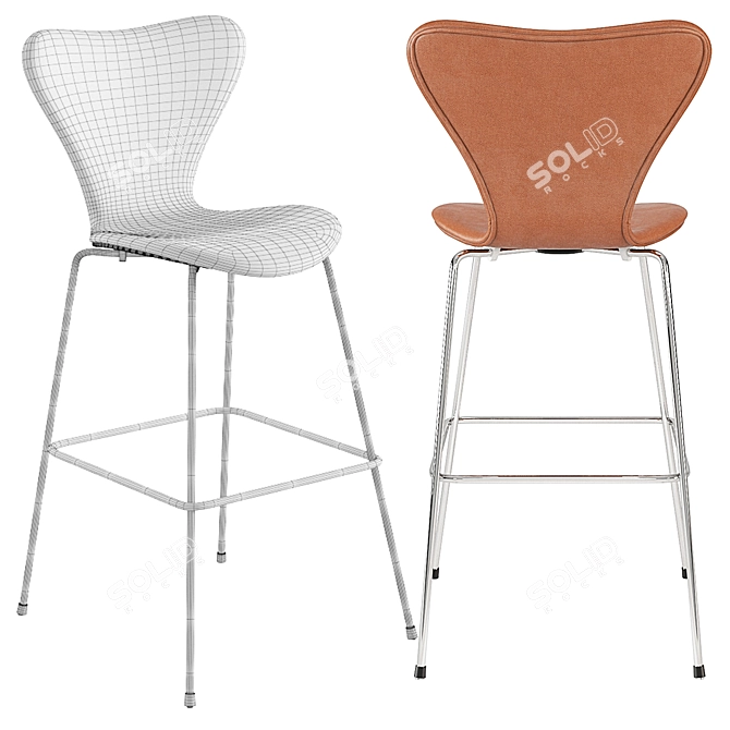 Arne Jacobsen Series 7 Barstool: Timeless Elegance 3D model image 5