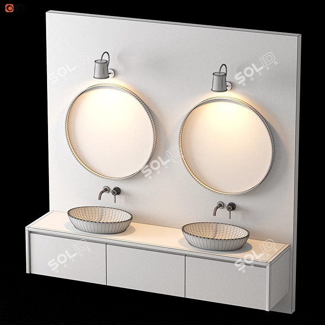 Modern Cement Bathroom Design 3D model image 2