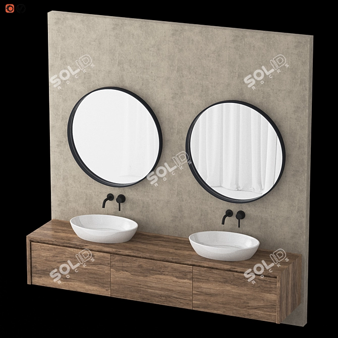 Modern Cement Bathroom Design 3D model image 4