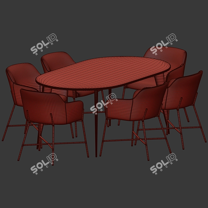 Modern 3D Dining Set 121 3D model image 5