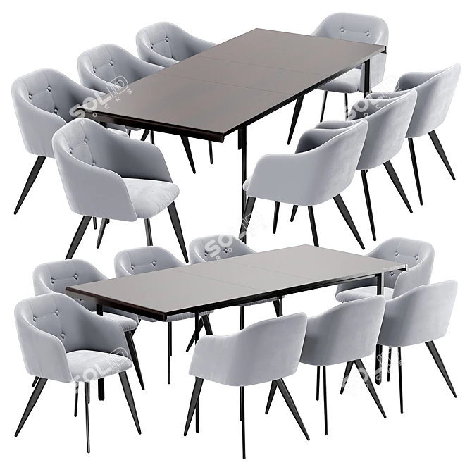 Modern Dining Set: DC-9505 Chair and Nadyria Table 3D model image 3