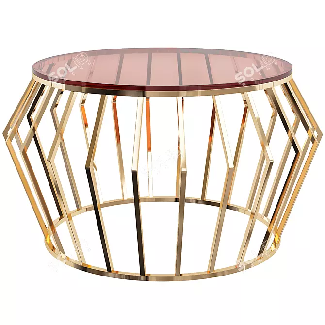 Elegant Amber Gold Coffee Table 3D model image 1